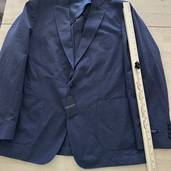Peter Millar Blazer 44 Navy Crown Crafted Seersucker Sport Coat Jacket Unstructu - Picture 13 of 13